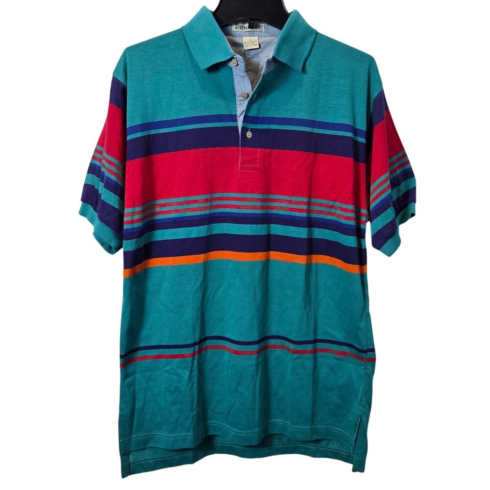 NOS Vintage Steeple Chase polo sz M striped 80's 90's